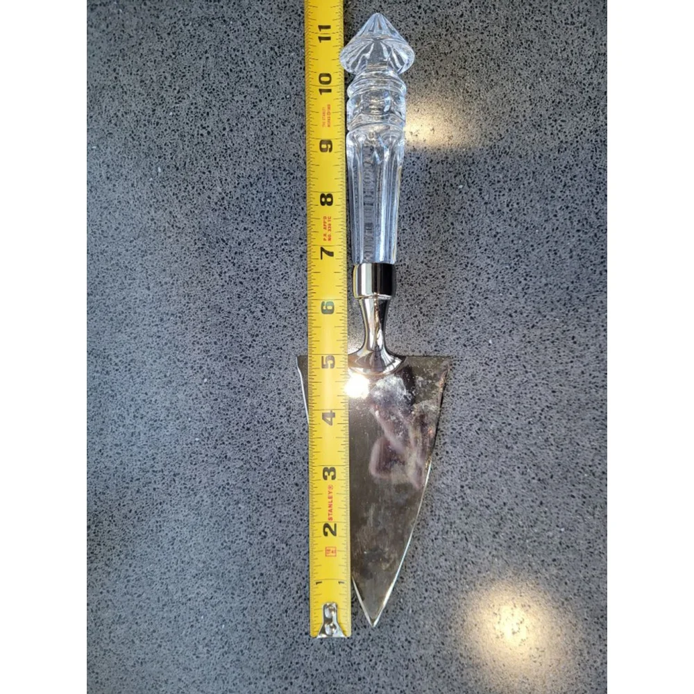 Godinger Symphony Crystal Handle Cake Server Pie Server Silver Tone 10.5”